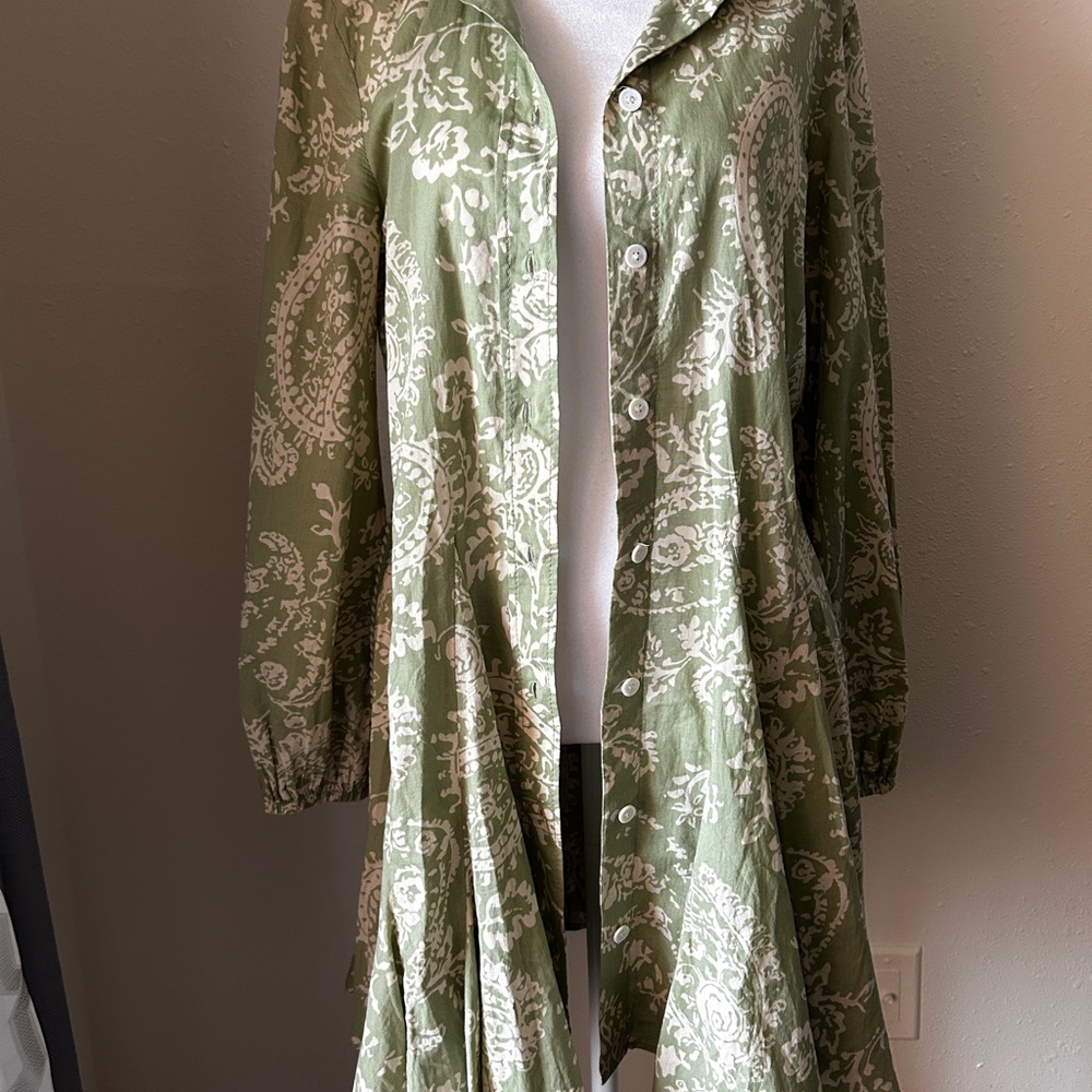 Zara Green Pleated Long Sleeve Sundress - Picture 9 of 14